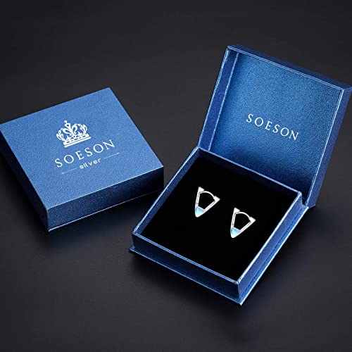 Moonstone Earrings For Women Sterling Silver Moonstone Hoop Moonstone Triangle Huggie Earrings V Earrings Ear Moonstone Jewelry Gifts For Sensitive Ears For Daughter Girls Mother's Day #TOP6