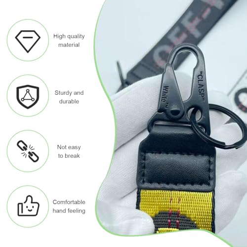 Image of DXNQ Car Keychain, Fabric Keychain Wrist Lanyard, Key Ring for Cars Keys Wallets Jeans Decoration, Car Accessories (Yellow)