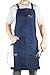 Hudson Durable Goods Delantal profesional de chef de cocina Azul Denim Medio hasta extra grande
