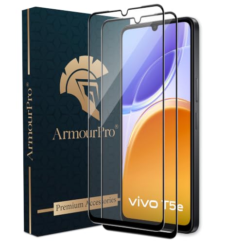 Image of ArmourPro Tempered Glass for Vivo T5e - 9H Anti Scratch Screen Protector, Edge to Edge Coverage, HD Clarity, Smooth Touch, Case Friendly | Black, Pack of 2