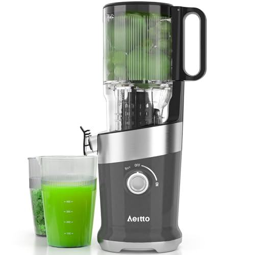 Image of Juicer Machines For Whole Fruits, Aeitto Cold Press Juicer with Wide Feed Chute, Self Feeding Juice Extractor Machine, Easy to Assemble, Easy to Clean with Brush
