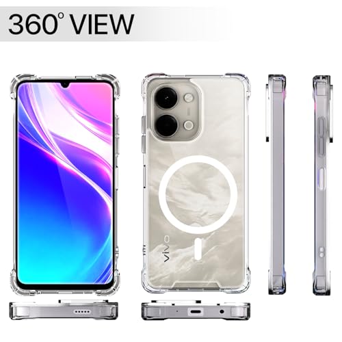 Image of Pikkme Back Cover for Vivo Y11 5G Mag-Safe Shockproof PC + TPU Protective Case Magnetic Support Bumper Case (Transparent Mag-Safe)