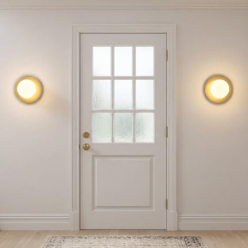 Image of Mid-Century Wall Sconces Ceiling Light Fixture,Gold 2 Pack | Modern Globe Sconces Indoor Hardwired Wall Lights for Hallway Office Porch Bedroom Living Room Stairway