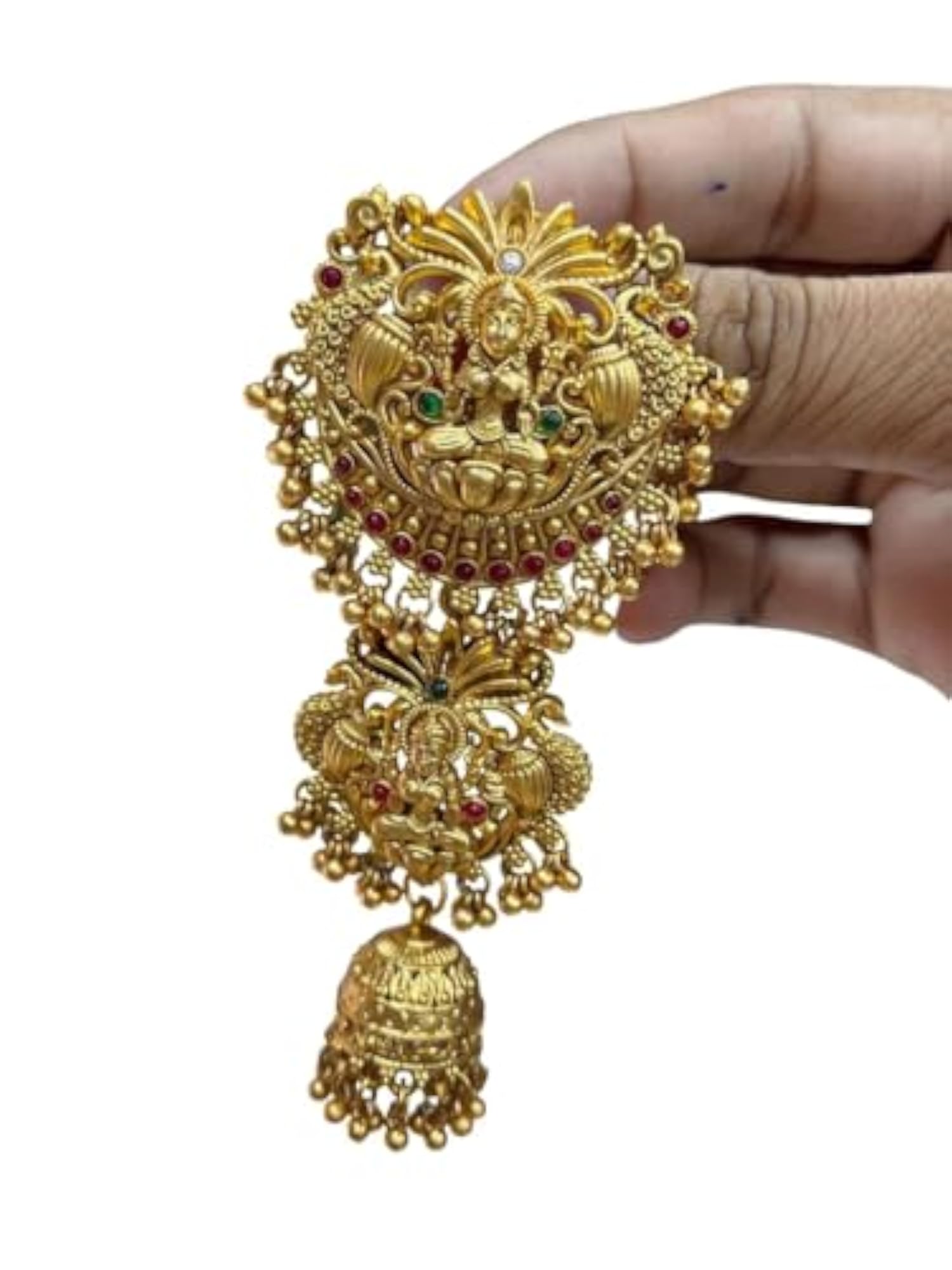 4pc Gold Plated Multicolor Stones Short Jada Billai for Hair