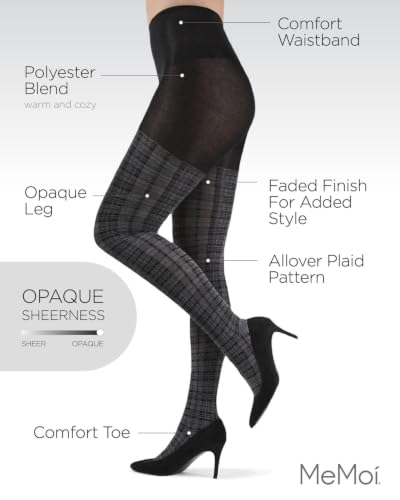 Image of MeMoi Women's Faded Plaid Warm Sweater Tights