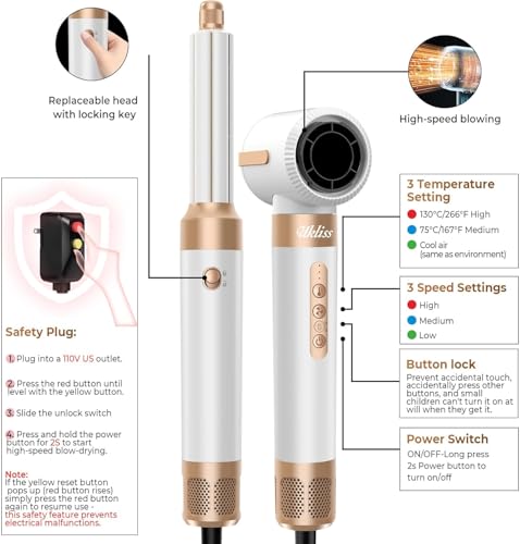 Image of 7 in 1 Hair Dryer Brush, Professional Hot Air Styler, 110000 RPM High-Speed Blow Dryer with Negative Ions for Fast Drying Curling Straightening Volumizing Versatile Hair Styling Tool