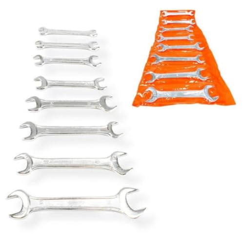 Anahtar Takımı 8 Parça Seti Ağzı Açık Çift Taraflı 6-22 MM 6X7-8X9-10X11-12X13-14X15-16X17-18X19-20X22 Araba Motorsiklet Bisiklet Tamiri Somun Sıkma Aparatı Set