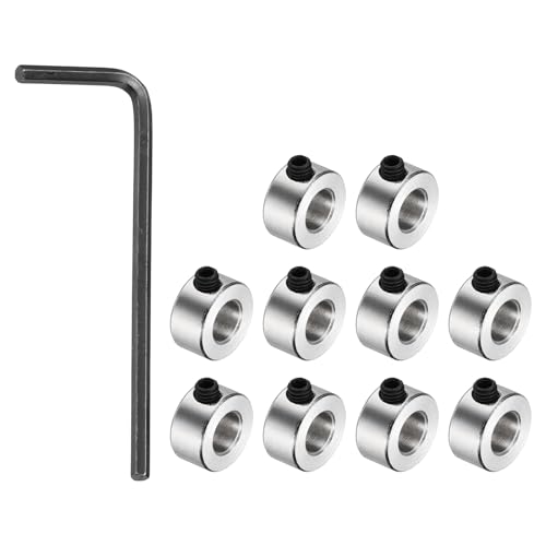 sourcing map 10 Pack Shaft Lock Collar, 5.05mm Bore Screw Lock Ring 10mm OD 5mm Height Steel Material Isolation for 3D P