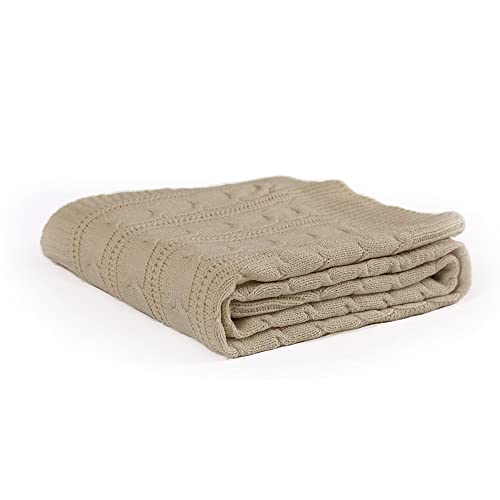 jinchan Cable Knit Throw Blanket for Couch Lightweight Soft Cozy Twin Size Throw Blanket Taupe Decorative Throws for Modern Farmhouse Living Room Bedr