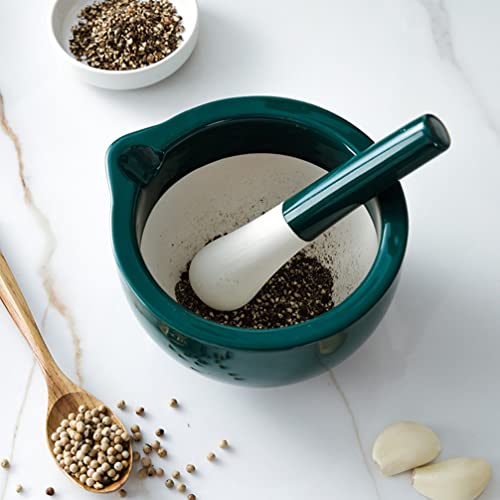YARNOW Argamassa de Porcelana E Pilão 1 Conjunto de Moagem de Alimentos Cerâmicos Argamassa Verde Es