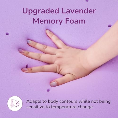 Image of MLILY 2 Inch Twin Lavender Infusion Memory Foam Mattress Topper | Ventilated & Pressure Relieving, CertiPUR-US Certified, Medium Firm Topper for Relaxing Sleep in a Box, 38 inchx75 inch