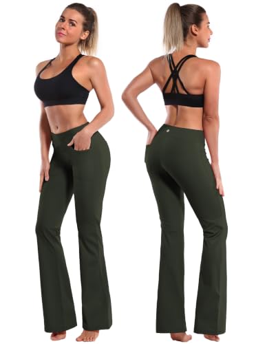Image of BUBBLELIME Women Out Pockets High Waist Bootlegs Tummy Control Yoga Flared
