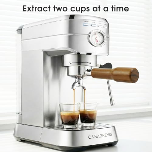 Image of 51mm Portafilter with 2 Spouts Compatible For CASABREWS CM5418, 3700 Series, Gevi, Mr. Coffee Espresso and Cappuccino Machine, 3 Ears Thickness 4mm, Rosewood Handle