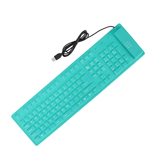 Jectse Clavier Pliable en Silicone, Filaire USB 108 Touches étanche Portable Rollup Silent Typing Soft Two Color Full Sealing Touch Keyboard pour PC Notebook Laptop (Green)