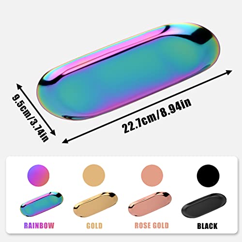 Bymivofun Oval Tray, Oval Cosmetic Tray, Stainless Steel Storage Tray, for Jewellery Storage Snacks, Tea Tasting, Candles - Image 2