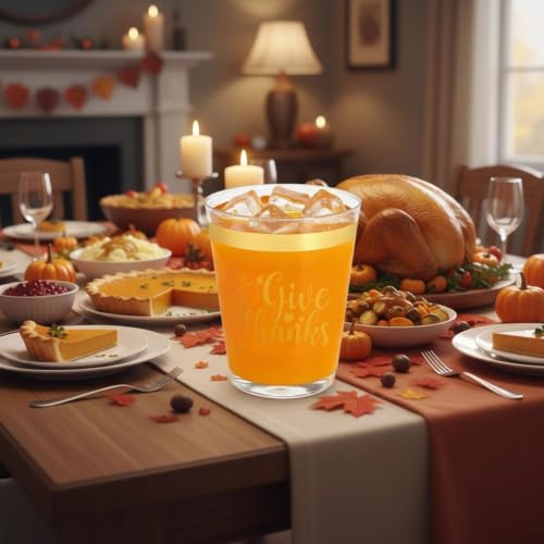 Xvvti 16Pcs Happy Friendsgiving Cups Thanksgiving Party Cups Give Thanks Decorations 12 oz Gold Foil Clear Plastic Disposable Drinking Cups for Thanksgiving Party Supplies by Xvvti - Used condition - Image 5