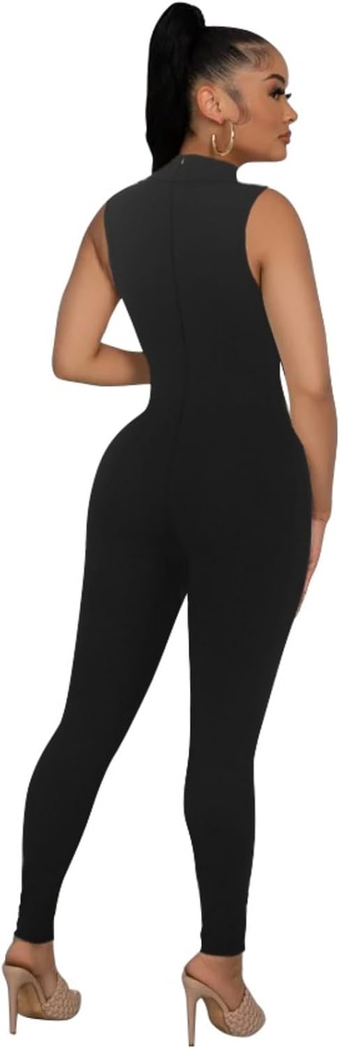 Womens Sexy Sleeveless One Piece Jumpsuits Cutout Bodycon High Waisted Club Outfits Catsuits - Image 5