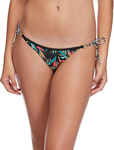 Body Glove Women's Brasilia Tie Side Cheeky Bikini Bottom Swimsuit, Hang Loose Black, Medium