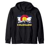 Colorado State Flag Rocky Mountain Denver Winter Aurora Zip Hoodie