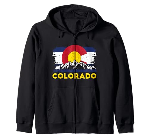 Colorado State Flag Rocky Mountain Denver Winter Aurora Zip Hoodie