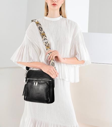 Uromee Crossbody Bags for Women Trendy Vegan Leather Multi Pocket Tassel Ladies Shoulder Handbag Purse Adjustable Strap2