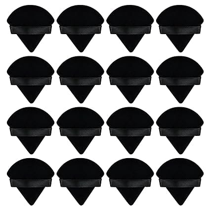 Image of Triangle Powder Puff Face Cosmetic Powder Puff Washable Reusable Bake Loose Powder Cosmetic Foundation Sponge Mineral Powder (6 Pcs Black Triange Puff)