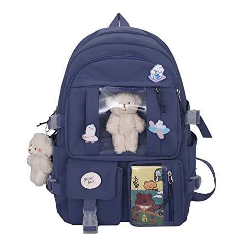 Sac à dos scolaire filles kawaii grand cartable esthétique mignon avec badges
