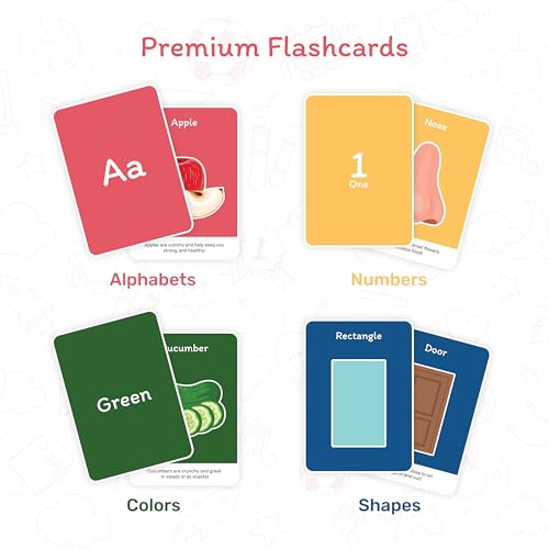 Image of 4-in-1 Flashcards for Kids (50 Cards) Screen-Free Learning for Toddlers (Ages 1-4) | Alphabets, Numbers, Shapes & Colors | India-Relevant Early Learning Cards | Tinymingle