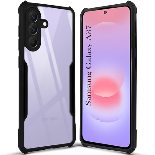 Image of Jkobi Hybrid Back Cover Case for Samsung Galaxy A37 5G (Shockproof with Polycarbonate Clear Panel | Professional Black)