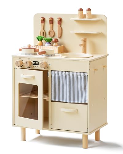 Wooden Play Kitchen with Swivel Faucet