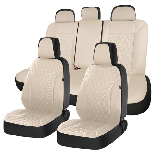 Image of FLORICH Car Seat Covers Full Set, Leather Seat Covers for Cars, Waterproof Car Seat Protector Breathable, Universal Automotive Seat Covers, Front and Rear Car Seat Cover Fit for Most SUV Pick-up Truck
