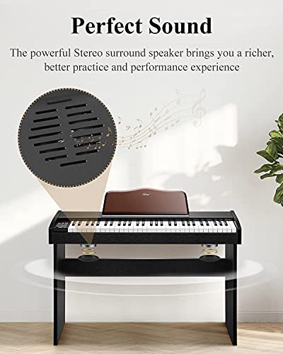 Eastar EK-10S Keyboard, 61-Tasten Klavier Standardgröße Upright Digital für Anfänger, Kinder Mit Sustain-Pedal und Notenbuchständer als Geschenk