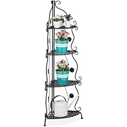 Maceteros En Escalera De Hierro Relaxdays Metal Estantería Plantas Exterior, Soporte Maceta Interior, Portamacetas 4 Estantes, 5x31x3cm, Negro, 100% Hierro, 113,5 x 31 x 31 cm