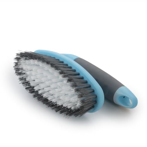 Image of Homeor Tile Scrubber Plastic Brush | Ideal for Bathroom, Kitchen, Sink and Floor Tile Cleaning Tool with Flexible Bristles and Sturdy Grip Handle, Pack of 1, Blue & Black