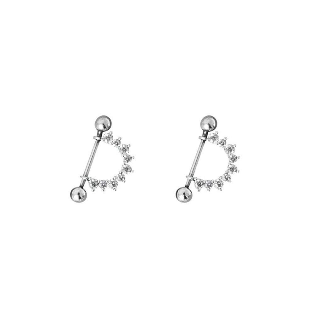 Fereendo 925 Sterling Silver Cartilage Earrings for Teen Girls Women Small Cubic Zircon Half Hoop Piercing Earrings with Screw Back Earrings Studs Ear Jewelry Gift Hypoallergenic