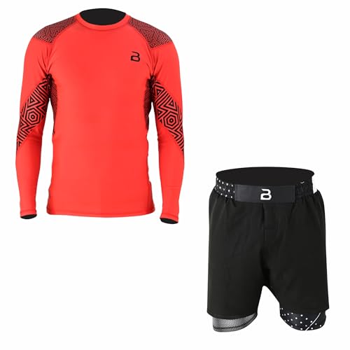 2BOLD MMA, BJJ Long Sleeve Compression Rash Guard Shirt For Men, Jiu Jitsu Compression Shorts 2PC Quick Dry Workout Gym Set - Main Image