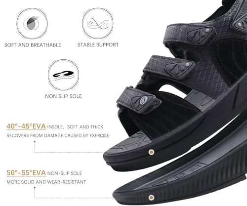 Image of ONCAI Women's Walking Sandals with Arch Support Hiking Athletic Sandals Woman Outdoor Cushion Footbed Water Summer Thick Rubber Soles Sandalias Mujer Size 6-12