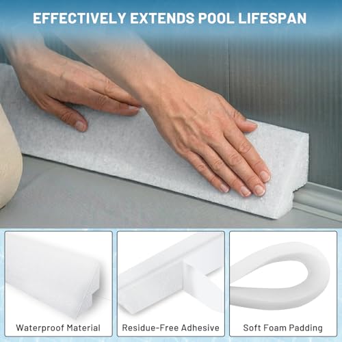 Image of 48-Inch Peel and Stick Pool Cove Foam for Above Ground Pools, 19-Pack High-Density Waterproof Foam Cove Strips, Pool Liner Guard Base Support System, Covers 76 ft, White