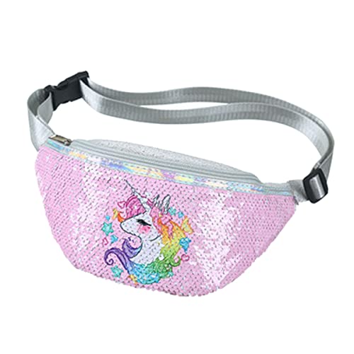 Bauchtasche Kinder Hüfttasche Glitzer-Bauchtasche für Mädchen Gürteltasche Kinder mit Verstellbarem Hüfttasche Ideal für Urlaub, Schule, Outdoor (Rosa Gürteltasche)