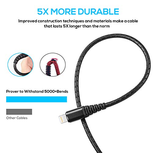 iPhone Charger Cable 1ft, 3 Pack 1 feet Short Lightning Cable & Data Sync Fast 1 foot iPhone Cord Compatible with iPhone Xs max / xr /x/8/8 Plus/7/7 Plus/6/6s Plus/5s/5,iPad(Black)