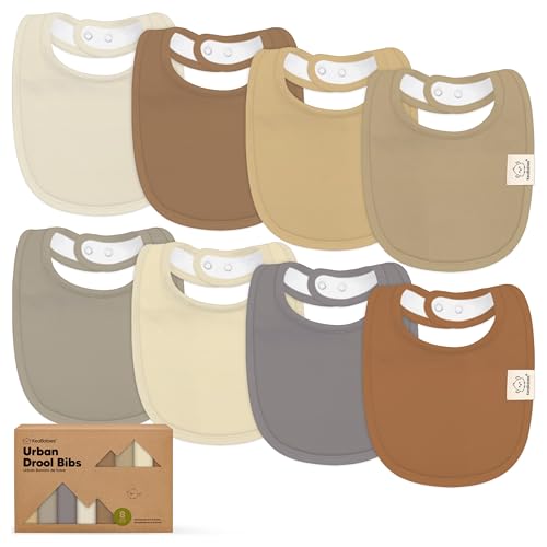 Image of 8-Pack Organic Baby Bibs for Boys, Girls - Soft Cotton Drooling and Teething Bibs for Baby Girl & Boy, Extra Absorbent, Easy To Clean & Put On for Toddler, Newborn, Infant 0-24 Months (Terracotta)