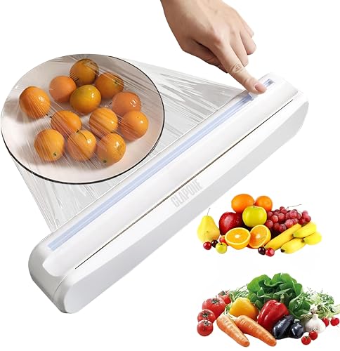 Image of CLAPONE Plastic Wrap Dispenser with Cutter & Aluminum Foil Organizer - Refillable Cling Film and Food Wrap Dispenser with Sharp Sliding Cutter Kitchen Utensil Plastic Wrap and Aluminum Foil Dispenser