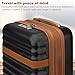 Kono Expandable 28 Inch Large Checked Luggage: ABS+PC Hardside Trolley Travel Case - Hard Shell Suitcase with TSA Lock, Black Brown