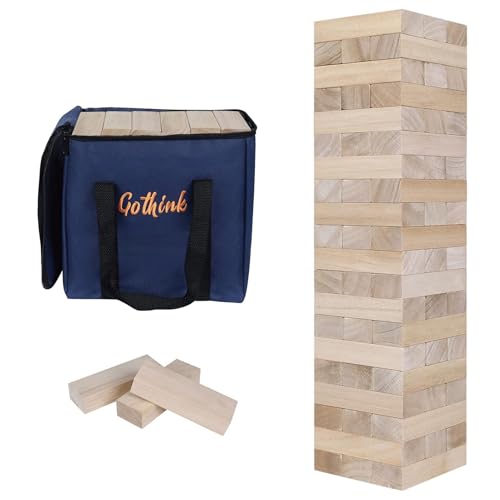 GOTHINK Giant Tumble Tower Game, Large Tumbling Tower Stacking to Over 3.2 FT 60pcs Wooden Jumbo...