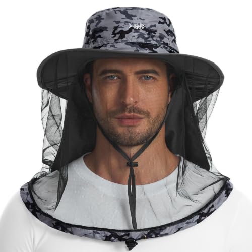 Image of BASSDASH Unisex UPF 50+ Mosquito Net Hat with Neck Flap FH17