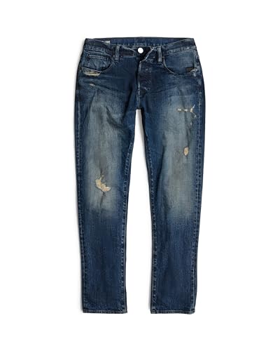 G-STAR Raw - Mens 3301 Slim Jeans, Color Worn in Mountain Dusk Destroyed, Size: 36W x 34L4