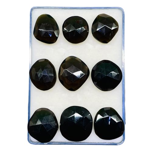 9 Pcs Natural Smoky Quartz 16-21mm Rose Checker Cut Flat Back Loose Gemstones3