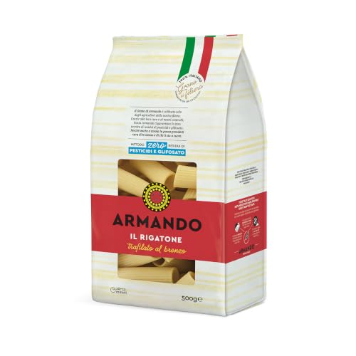 ARMANDO Il Rigatone, Pasta di Semola di Grano Duro, 8x500g | Trafilato al Bronzo, Grano 100% Italiano di Filiera, Totale 4 kg