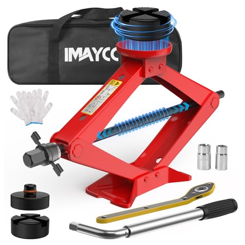 IMAYCC Cric Voiture 2.5T/2500kg,Universel Crique Voiture avec 2 Tampon Caoutchouc, Portable Cric de...
