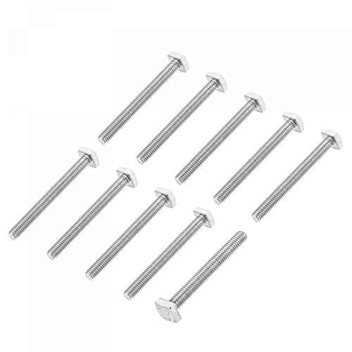 Image of uxcell Square Head Bolt, 10pcs M6x50mm Fully Thread 304 Stainless Steel Grade C Square Machine Screws
